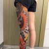 1 Paar Atmungsaktive Tattoo-Socken Japanischer Stil Ganzbein-Strumpf Herren Sonnenschutzsocken Angeln