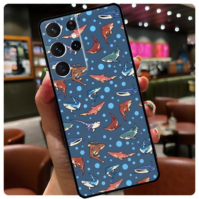 

Cartoon Sharks Phone Case For Samsung Galaxy S25 S24 S23 S22 S21 S20 Ultra S9 S10 Plus S25 FE S24 FE Cover Galaxy S20 FE