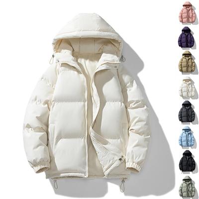 Winter Cotton-padded Clothes Men's Solid Color Hooded Down Cotton-padded Clothes Couple Korean Version Trendy Loose Jacket Warm Casual Top