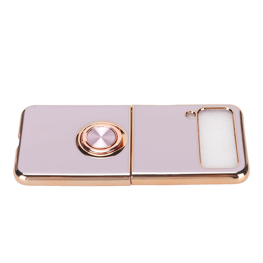 Smartphone Protective Case Car Magnetic Phone Cover with 360 Degree Rotation Finger Loop Stand for Z Flip 3 Light Purple