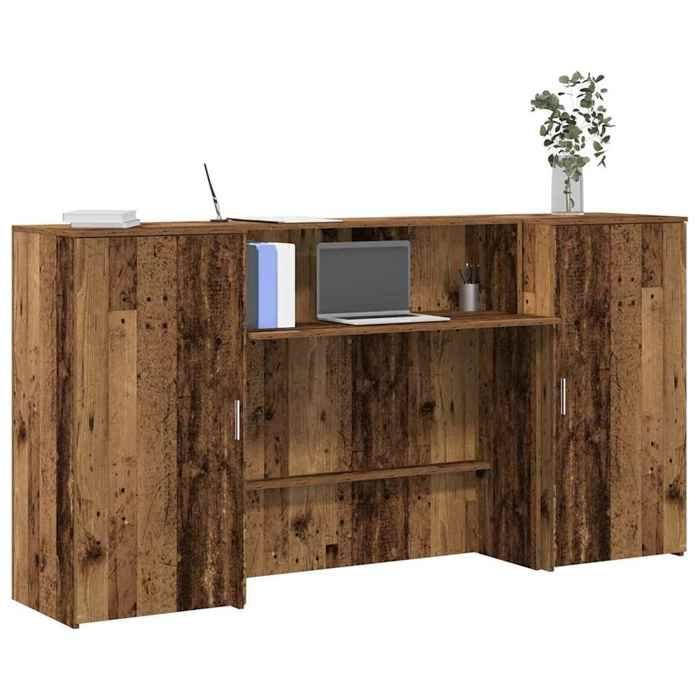 VidaXL Reception Desk Old Wood 200x50x103.5cm Engineered Wood, Reception Counter, Salon Reception, Counter 3324221