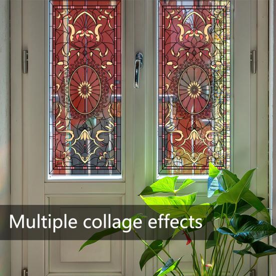 Yousheng Vintage Flower Window Sticker Removable Reusable Waterproof PVC Double-sided Home Office Bathroom Door Glass Decorative Decal