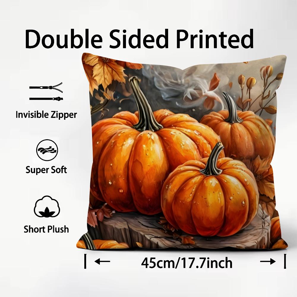 Pumpkin Hot Cushion Cover Plush Fabric Soft DoubleSided Printed Sofa Warm Winter Home Child Gift Pillow Case
