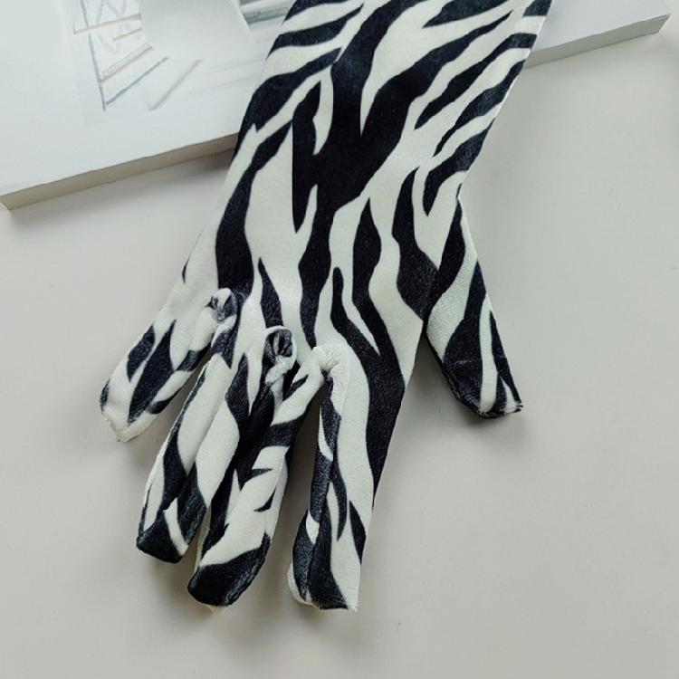 Elegancki wzór zebry Rękawiczki na Halloween Unikalne stroje Długie rękawiczki dla flapperki Panny Młodej Ślubne akcesoria do tańca
