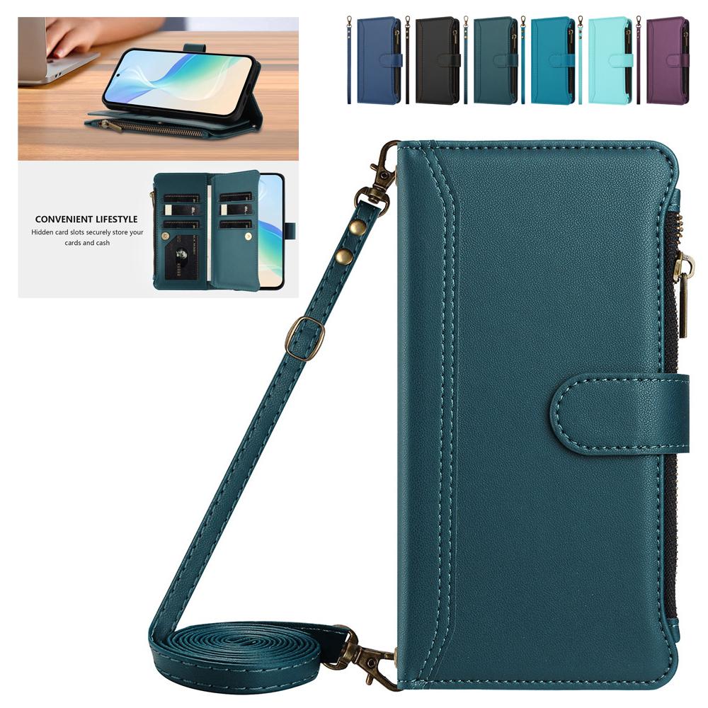 Card Wallet Phone Cover For Samsung Galaxy A31 A40 A41 A42 A50 A51 A70 A71 F14 F42 A04 Leather Case Wrist Strap Crossbody Shell