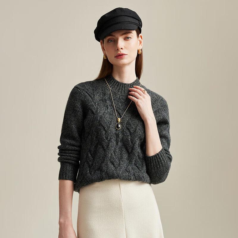 Zhaojun Women's Thick Half-Turtleneck Cashmere Cable Knit Sweater