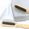Natural Wood Comb Steel Metal Hair Brush Portable Wooden Air Cushion Comb Scalp Detangler Hair Comb Salon Styling Hair Tools