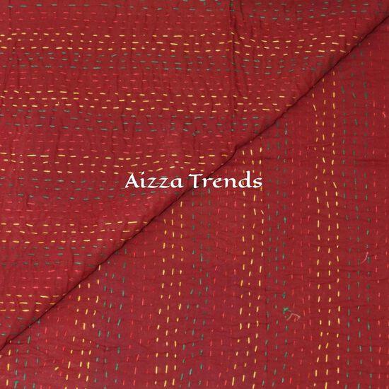 Aizza Trends Handgefertigte Patchwork- und Patola-Arbeit Kantha-Quilt aus reiner Baumwolle - Traditionelle indische Tagesdecke - Vintage Baumwollseide Sari-Quilt