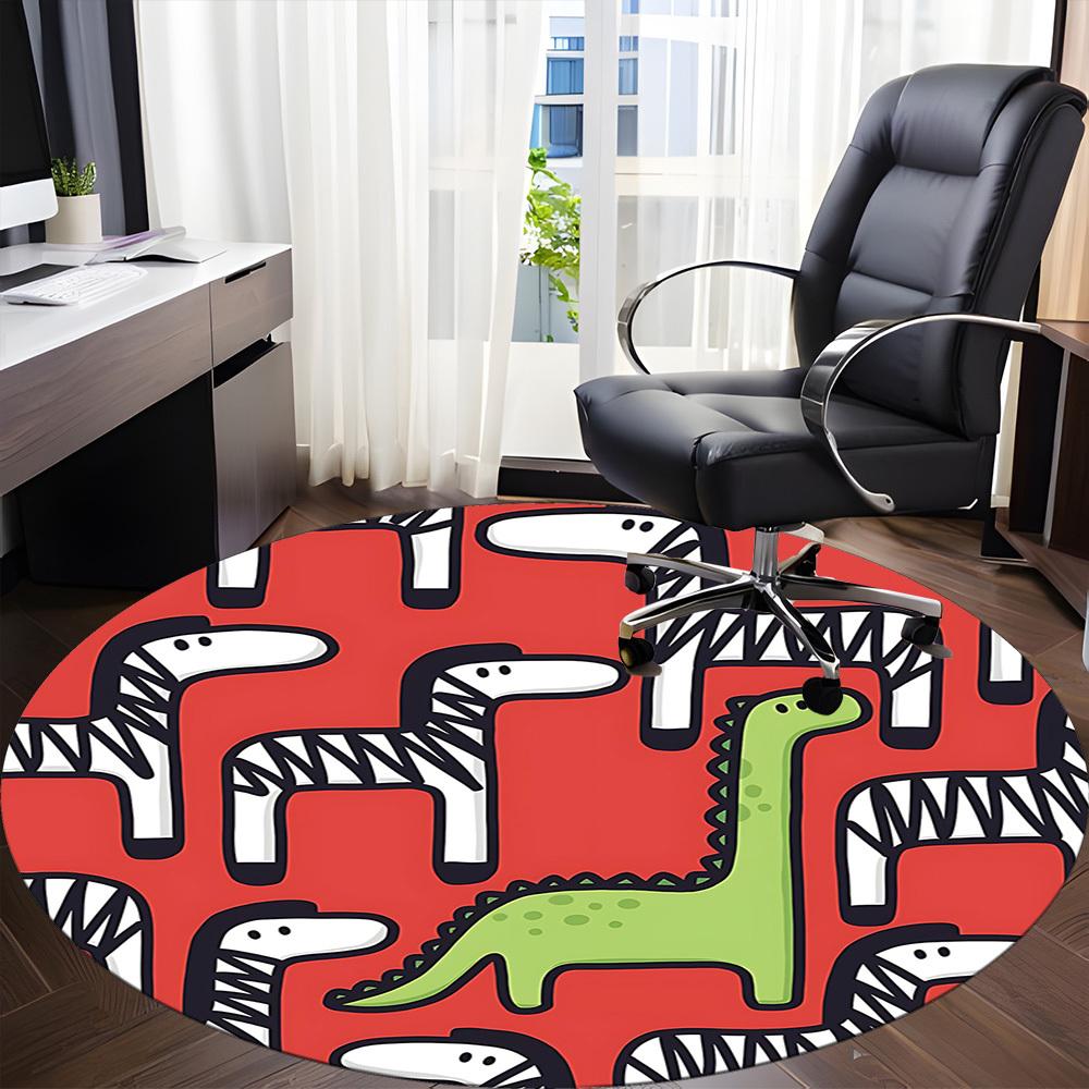 1pc Dino World Office Round Area Rug, Mat Suitable For Office, Under Office Chairs Bedroom Living Room Home Decor, Room Deco