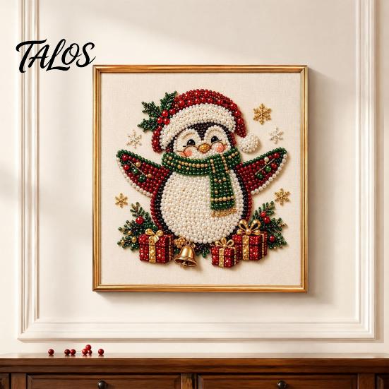 Decorative Holiday Artwork Xmas Faux Pearl Art Kit, DIY Santa Claus Painting Christmas 3D Bead for Adults Tree Reindeer Craft Set Adults, Home