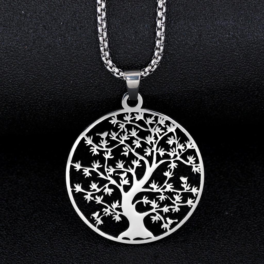 The Tree of Life Necklace Titanium Steel Pendant Versatile Snake Bone Chain