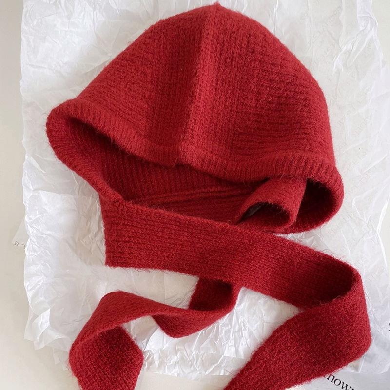 1Pc Wool Warm Knitted Winter Ear Protection Retro Cotton Blends Balaclava Hat Scarf