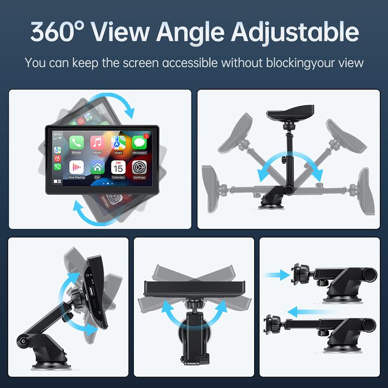 Portable 7 Inch Car Radio Multimedia Video Player Wireless Carplay Android Touch Screen Car Stereo 4.3 Inch Reverse Camera