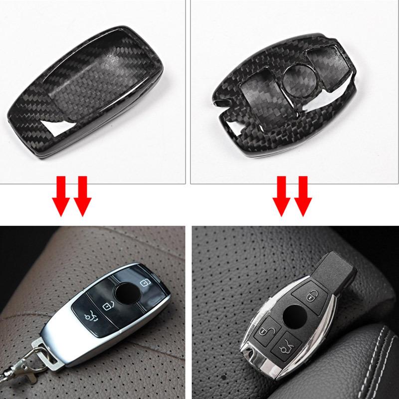 Real Carbon Fiber Car Key Shell Cover Trim For Mercedes Benz A C E G S GLE GLC Class W177 W205 W213 W167 W222 W463 X253