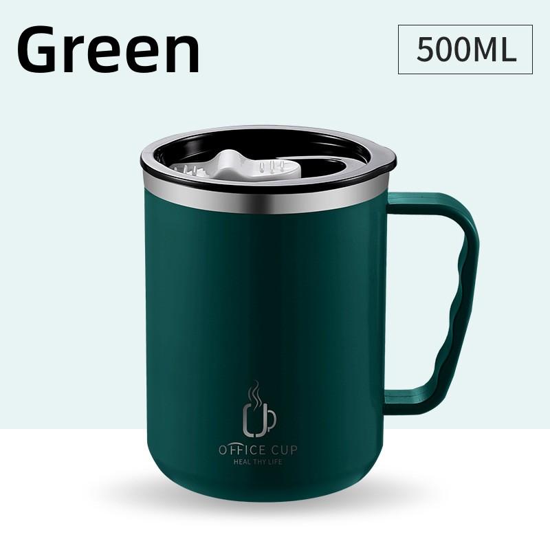 500ML Stainless Steel Mug With Lid Double Layer Coffee Milk Graduated Mouth Cup Creative Insulation Tea Mug Office Thermos Gifts