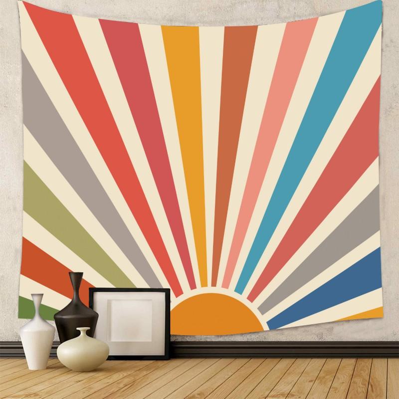 Boho Chic Wall Tapestry With Moon Phase Floral Starry Sky Design Bedroom Yoga Studio Decor