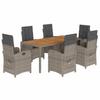 Vidaxl 7-Cz. Gartenmöbel-Set mit Kissen, Grau, PE-Rattan