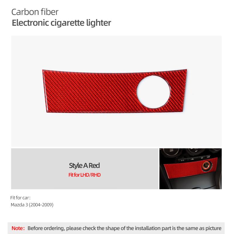 

For Mazda 3 Axela 2004-2009 Carbon Fiber Center Console Electronic Cigarette Lighter Cover Trim Sticker Car Interior Accessories