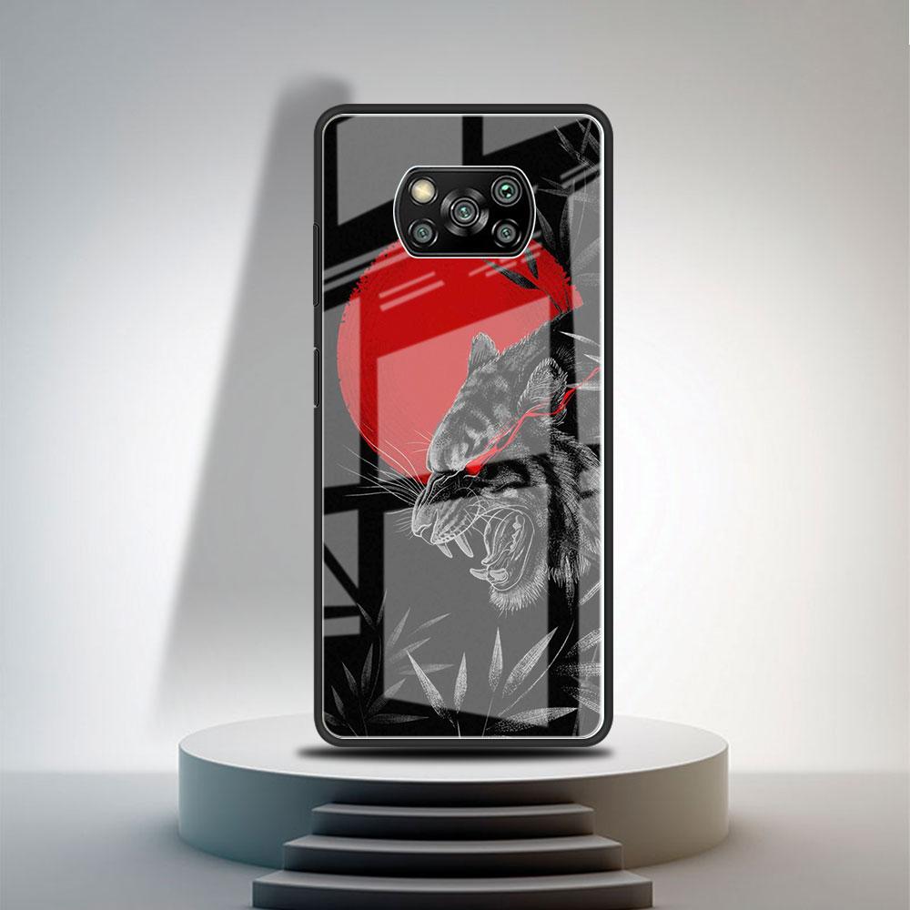 Glass Case For Xiaomi Poco X3 NFC 11 Lite 11T F3 M3 For Redmi Note 11 10 9 8 Pro 10S 9S 9A 9C Phone Cover Lion Wolf