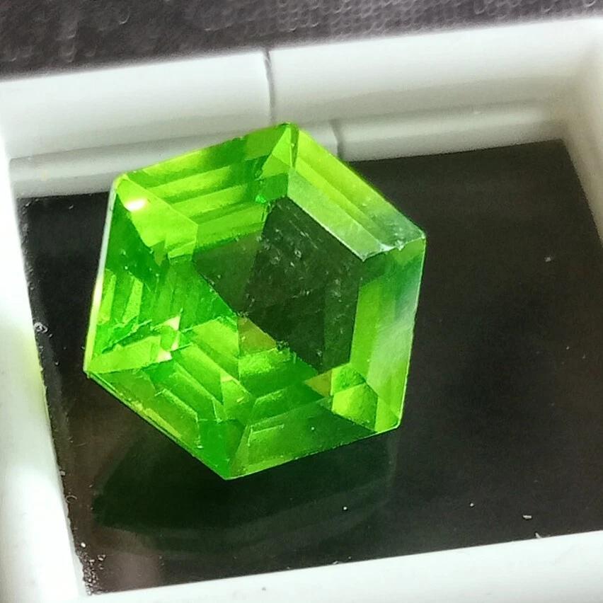Certified Natural Peridot Green Fancy Hexagon Cut 10+ Ct Fabulous Gemstone