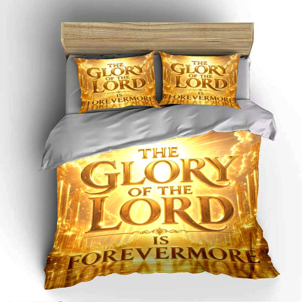 Glory of the Lord Golden Bedding Set Bedding set (1 duvet cover, 2 pillowcases, duvet not included)