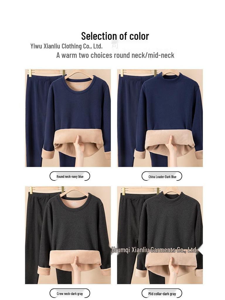 Men’s and Women’s Cozy Velvet Thermal Underwear Set for Autumn and Winter