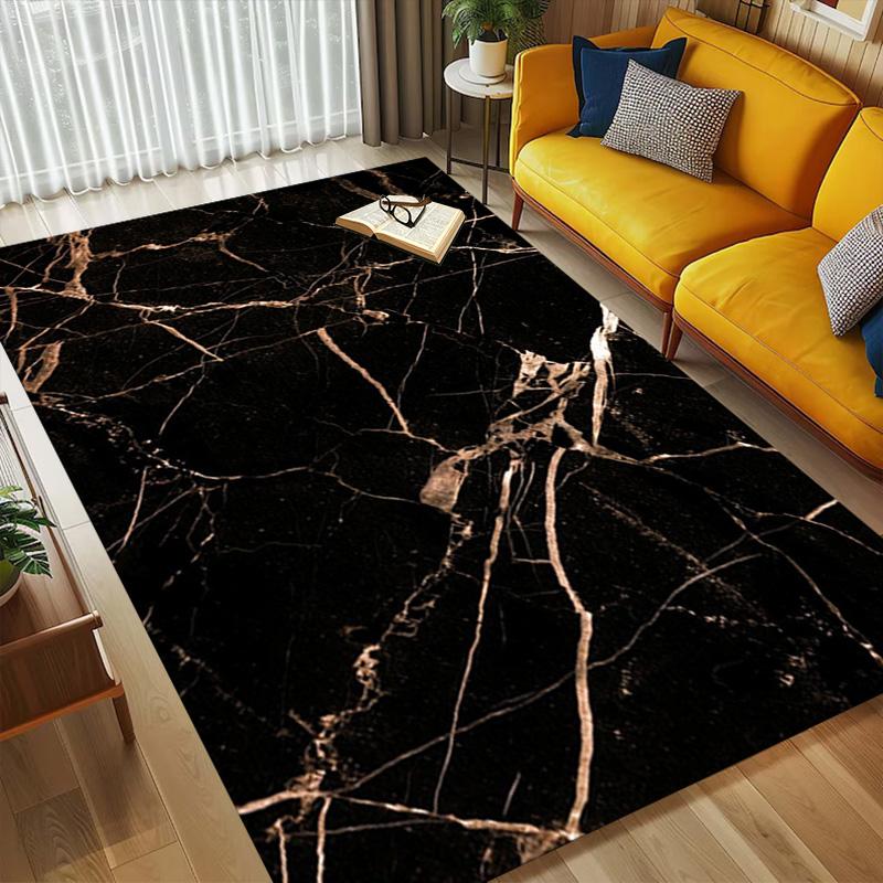 Black Marble Living Room Nonslip Area Rug Soft Carpet For Bedroom Game Playroom Sofa Office Home Decor Doormat Christmas Gift C9301442