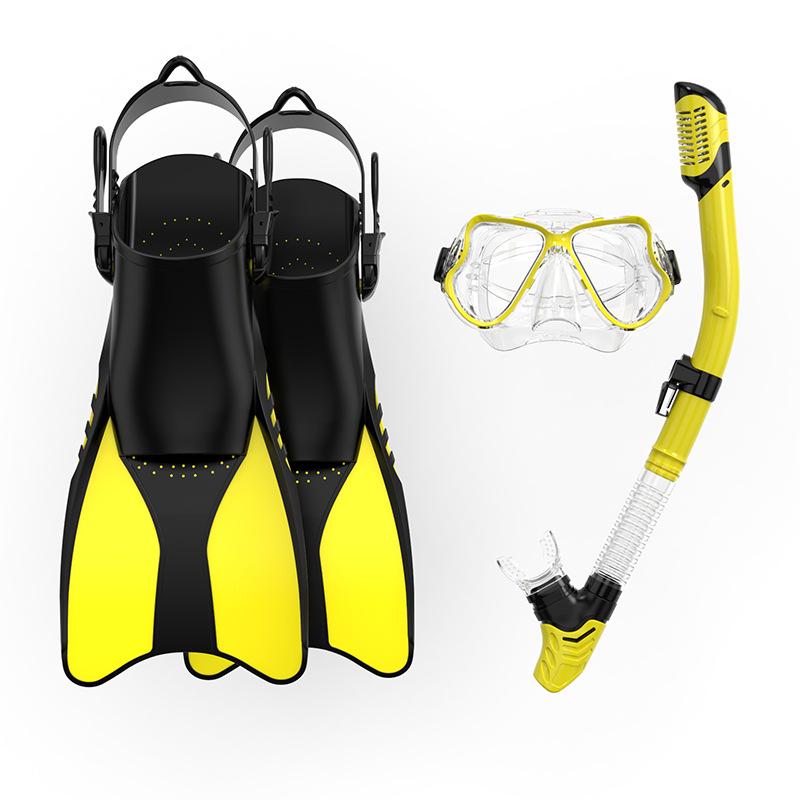 Diving Fins, Snorkel, and Goggles Set with Silicone Mouthpiece for Water Sports