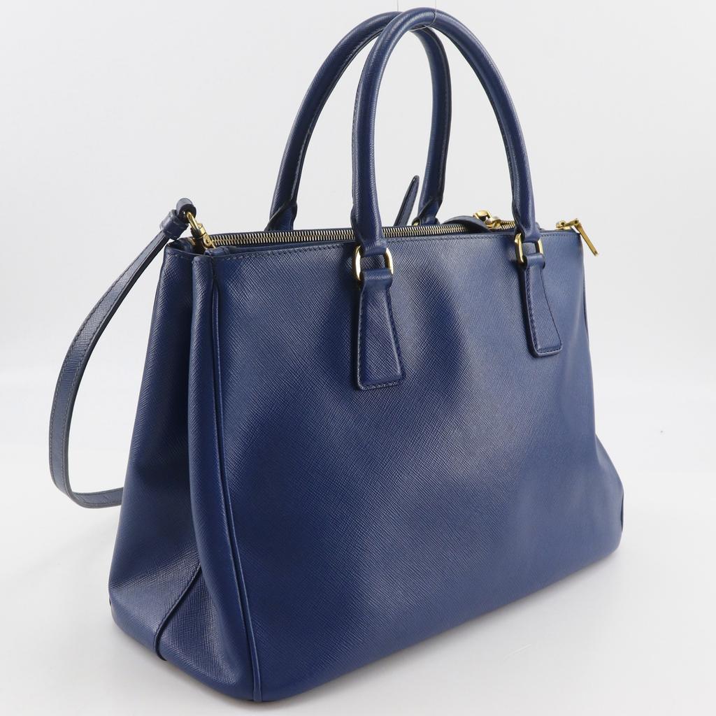 PRADA Galleria Tote Bag 2WAYShoulder Blue Safiano Women Used