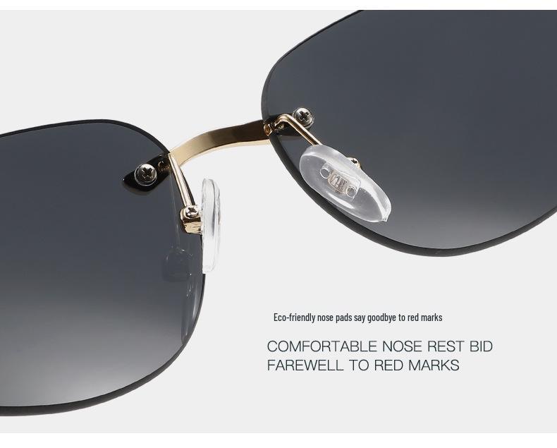 European Retro Frameless Cat Eye Sunglasses – UV Protection, Y2K Style for Women & Men