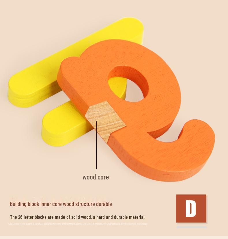 Cross-border Fun Wooden Word Battle Game: 26 Alphabet Matching Blocks Educational Toy