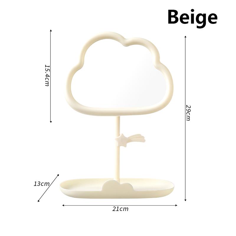 

Cloud Shaped Mirror Decorative Mirrors Makeup Mirror Multifunctional Jewelry Storage Room Tabletop Mirror Home Decoration Girls бежевый