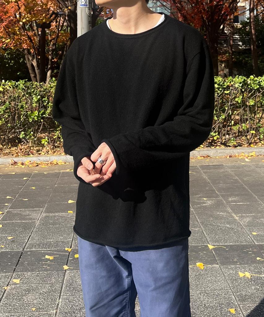 Paseleu Rough Cut Boat Neck Knit [Black]