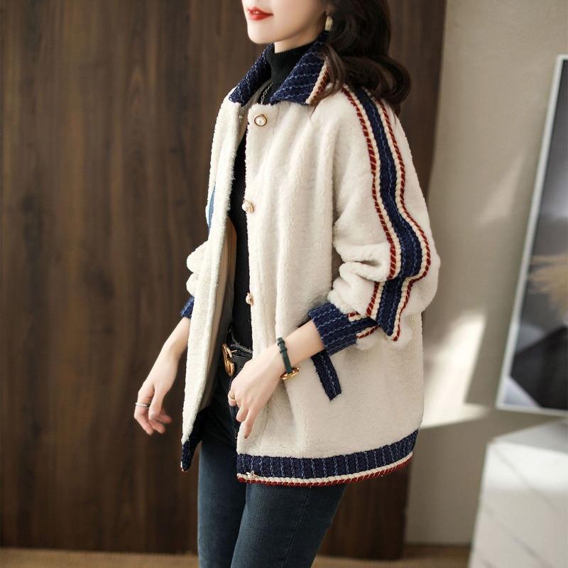 Winter Fashion Korean Style  Fleece Coat Women Trendy Versatile Outerwear