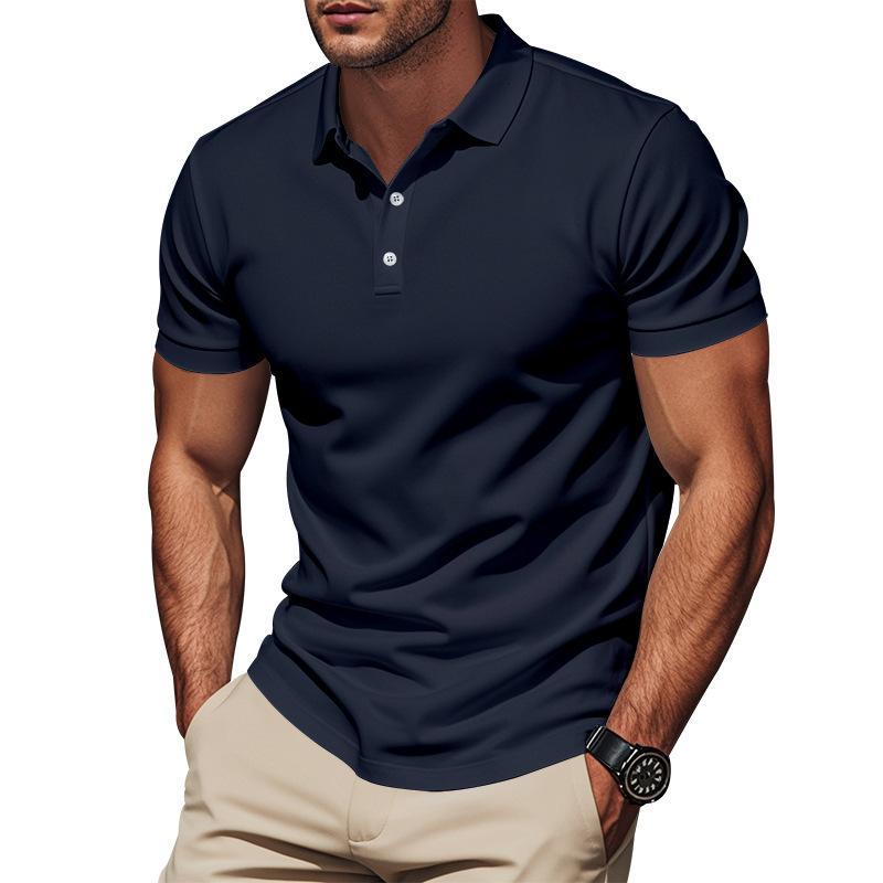 European and American men's simple quick-drying polo POLO shirt golf type men's gentleman loose breathable lapel short sleeves