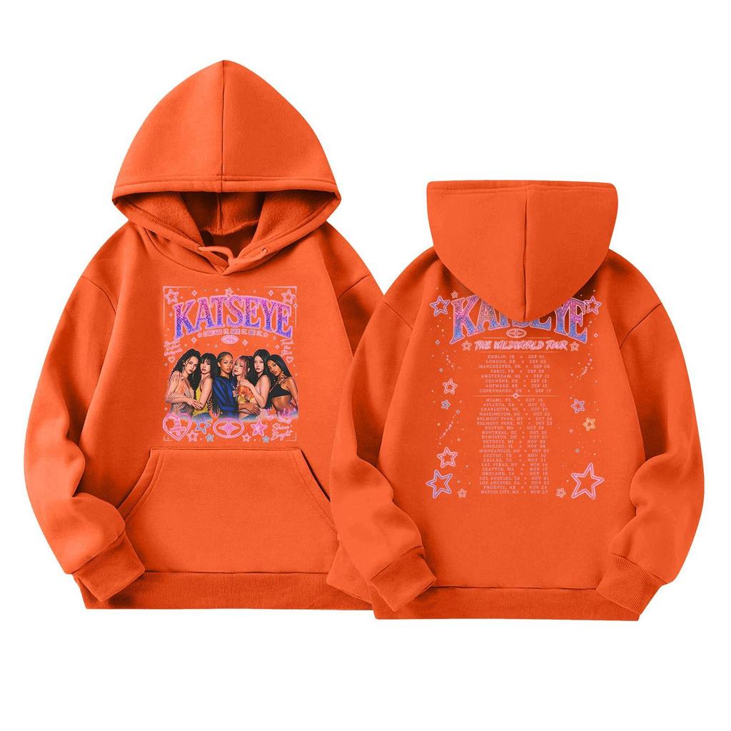Girls' Fashion Long-Sleeve Hooded Sweatshirt with Print and Pockets