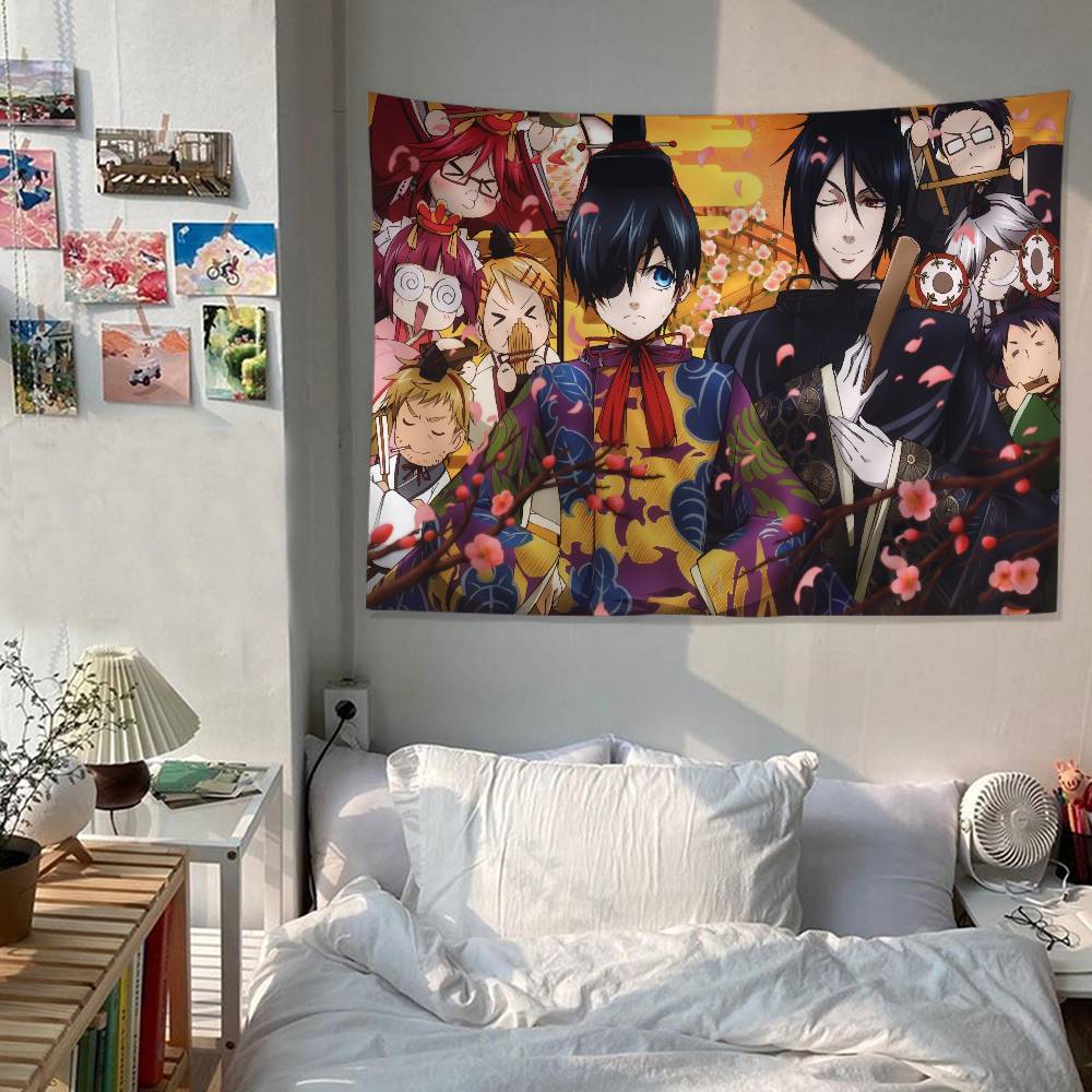 BBlack Anime BButler DIY Wall Tapestry For Living Room Home Dorm Decor Wall Art Decor