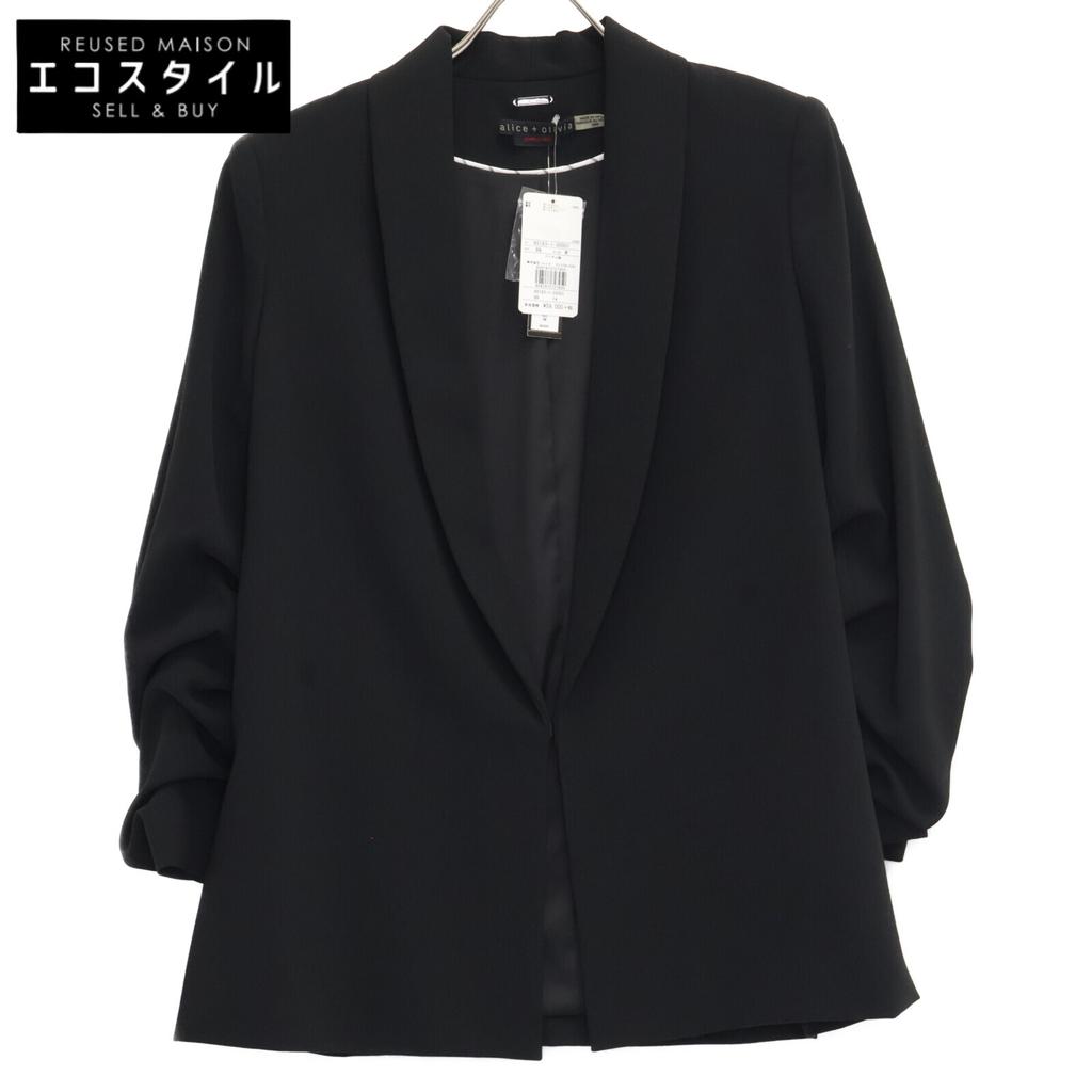 Alice+olivia Black Shawl Collar Side Slit Jacket Jacket M blackUsed