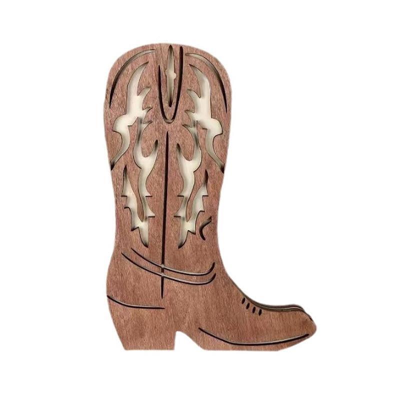 Wooden Cowgirl Cowboy Boot Vase Cowboy Boots Wall Planter Dried Flower Plant Shelf Wall Hanging Indoor Vase Hanging Art Ornament