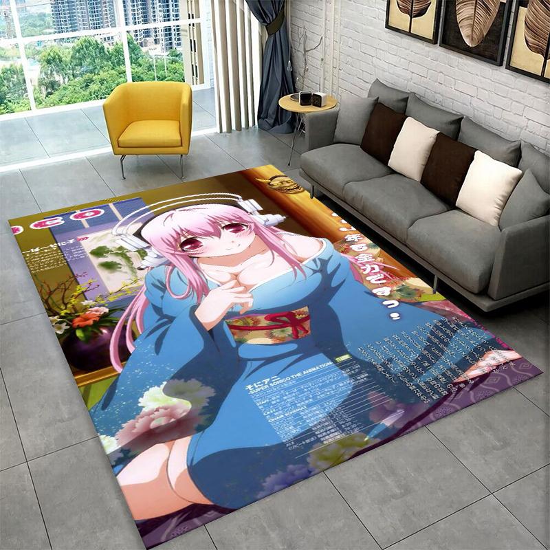 Cute Girl Super Sonico Cartoon Non-Slip Area Rug for Living Room,Bedroom,Playroom,Soft Carpet Floor Mat Home Decor Rug Kids Room