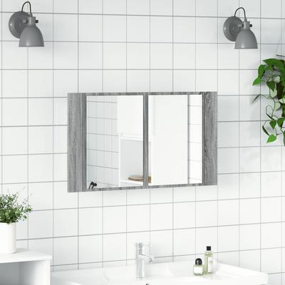 LED Mirror Cabinet Grey Sonoma 80x12x45 Cm Acrylic