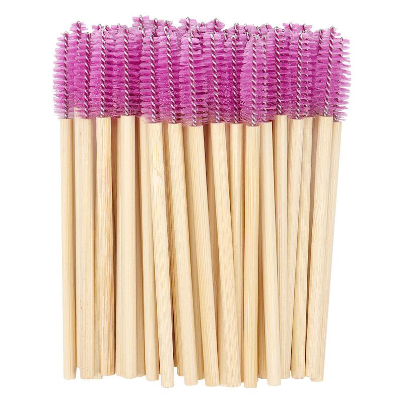 50pcs Bamboo Handle Eyelash Brush Makeup Brush Eyelash Extension Supplies Applicators Eye Lash Curling Comb Makeup Tools