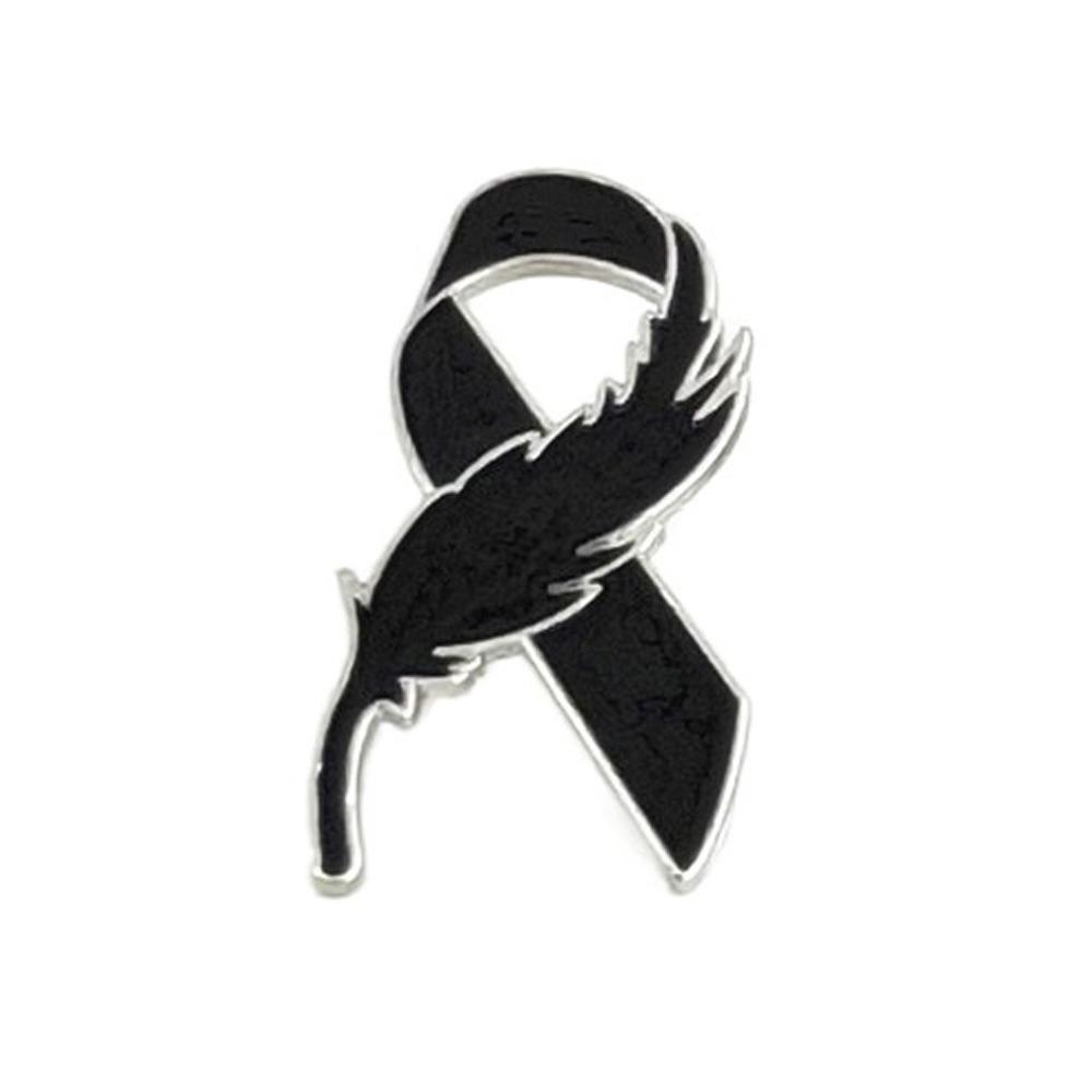 Awareness Black Ribbon Pin Melanoma Cancer Skin Cancer Funerals Memorial Pin Vintage Breast Cancer Funeral Ribbon Badge Brooch