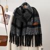 Thickened Knitted Stripe Scarf Windproof Long Wool Tassel Scarf Women's Cashmere Shawl  Girls