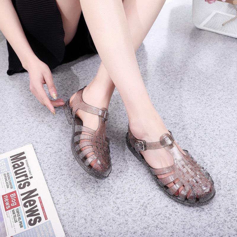 Women's Summer Jelly Beach Roman Sandals - Flat, Non-Slip, Soft Sole, Trendy Casual Footwear.