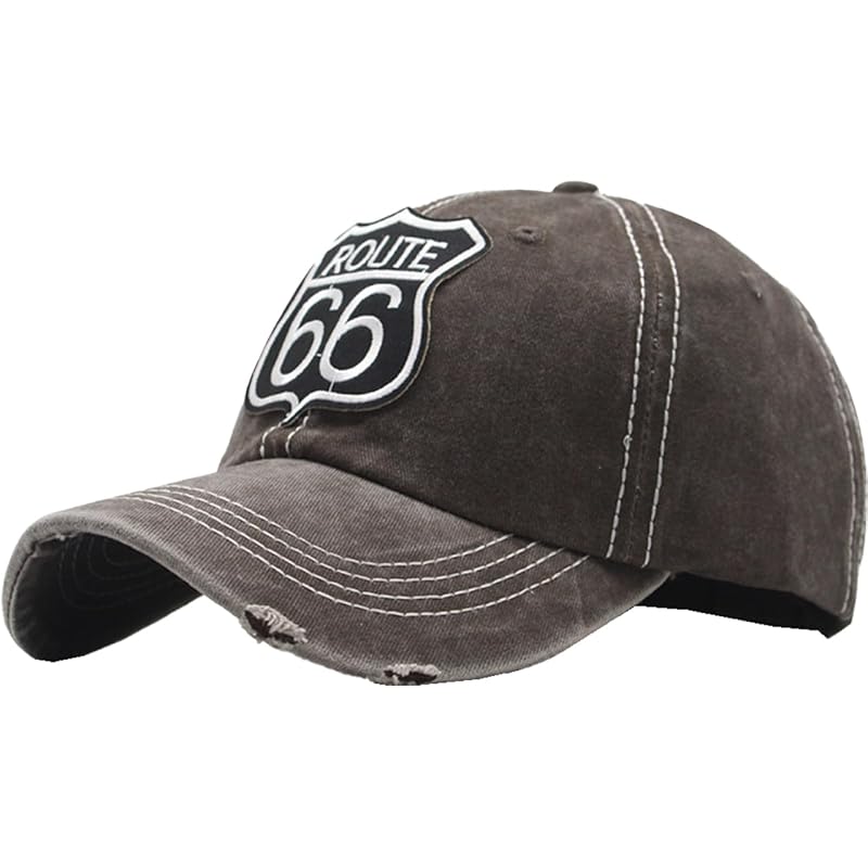 

[White Fang] hat cap route 66 cool simple outdoor casual men s ladies CZ187(Brown)