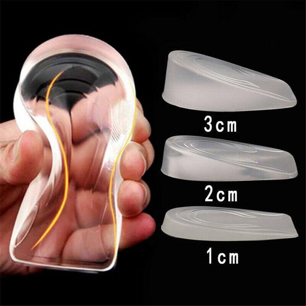 Pair 1~3cm Portable Invisible Soft Taller Height Increase Shoe Insoles Silicone Gel Heel Insert Pad
