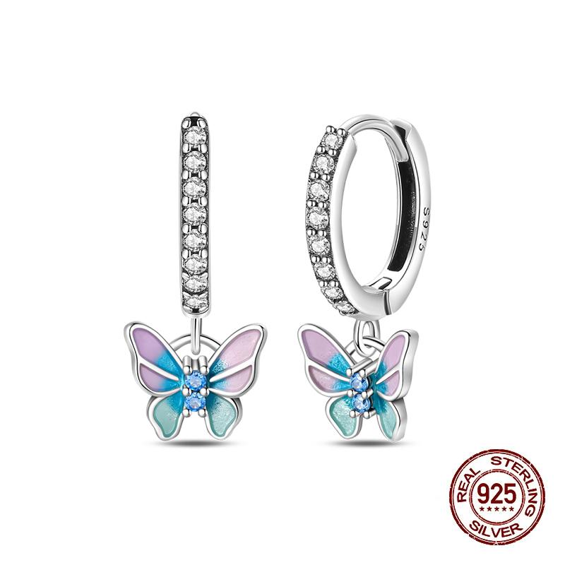 Stud Earrings For Women Copper Colorful Starfish Shell Sparkling Butterfly Luxury Fine Jewelry Girl'S Earrings