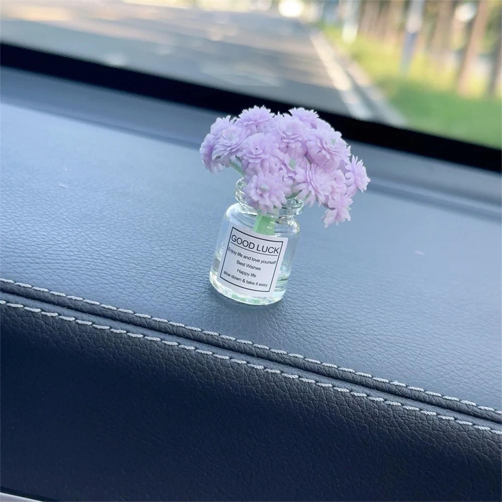 Mini Sakura Lavender Jasmine Car Ornaments Center Console Ornaments Vibrant Flowers Vase Glass Vase Micro Landscape For Gifts