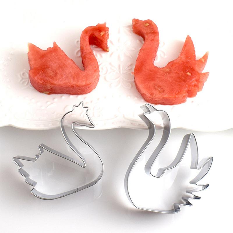 2pcs Stainless Steel Cookie Cutter Swan Party Cake Molds Biscuit Cutters Baking Tool Mould Stamp